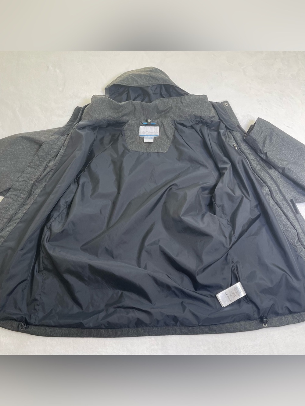Columbia Men’s Medium Gray Interchange Hooded Waterproof Outer Shell Jacket - Picture 6 of 10